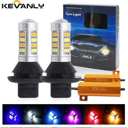 หลอดไฟสัญญาณเลี้ยว LED T20 1156 DRL&Turn 42SMD 12v สีขาว ฟ้า เหลือง ฟ้า สําหรับรถยนต์ 2 ชิ้น