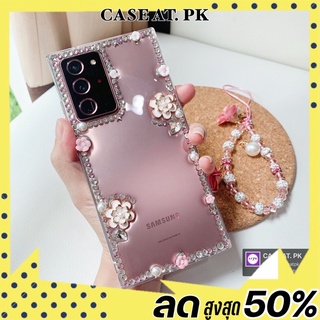 *ร้านไทย*เคสhandmade ดอกไม้ เพชรรอบขอบ เคสใส case Samsung iPhone s21ultra Note20ultra note10plus A52 i12promax i11