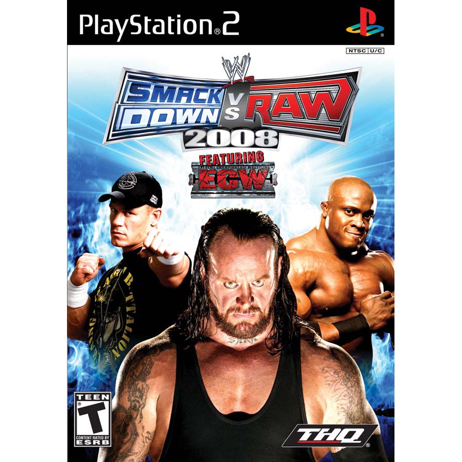 WWE SmackDown vs. Raw 2008 PS2 แผ่นเกมส์ps2 แผ่นเกมเพล2 เกมps2 เกมมวยปล้ำ wweps2