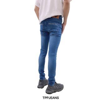กางเกงยีนส์ชาย ทรงสกินนี่ สีไลท์บลูฟอกซีด ผ้ายืดและผ้านิ่มใส่สบาย Size 28-36 รับชำระปลายทาง