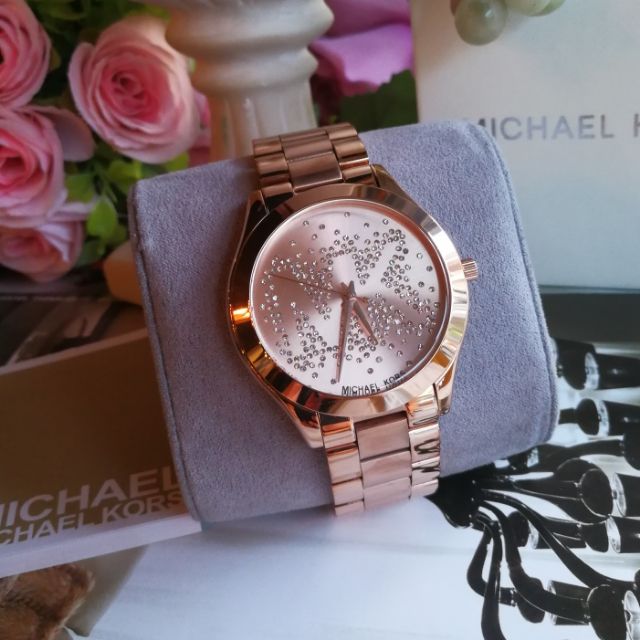 Michael Kors Women's Slim Runway Rose Gold-Tone Stainless Steel Bracelet Watch