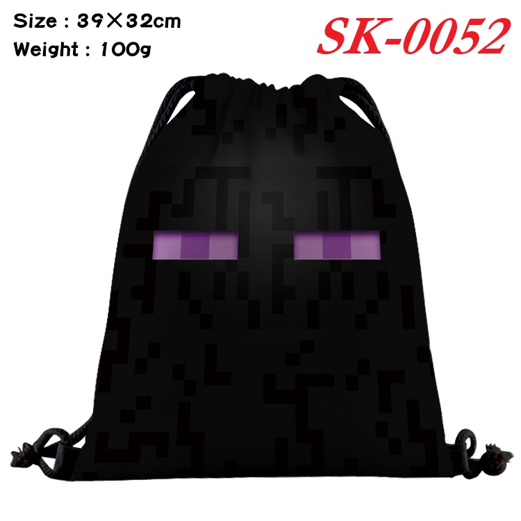 Minecraft Enderman Pig Game กระเป๋าช้อปปิ้ง ผ้าแคนวาส แบบผูกเชือก ลายการ์ตูน สําหรับผู้ชาย และผู้หญิง