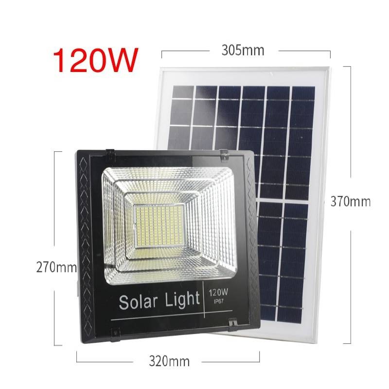 ไฟโซล่าเซลล์ (Solar cell) สปอร์ตไลท์ LED พลังแสงอาทิตย์ 120W มีรีโมท ...