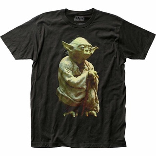 เสื้อยืดผ้าฝ้ายพิมพ์ลายขายดี เสื้อยืด พิมพ์ลาย Star Wars Yoda Sci Fi สีดํา สไตล์เรโทรคลาสสิก