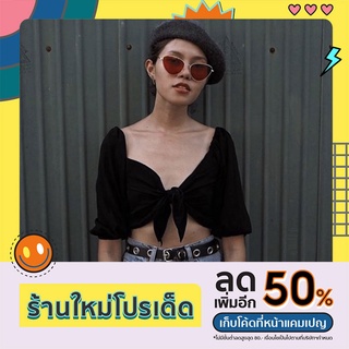 เสื้อครอปผูกอก crop top ( black )