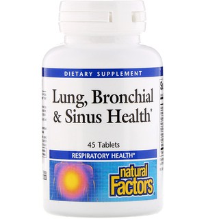 Natural Factors, Lung, Bronchial &amp; Sinus Health, 45 Tablets and 90 Tablets