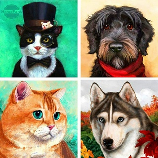 4 kinds of patterns 5D diamond painting cat dog full DIAMOND art, glasses cat mouse and autumn husky number kit water diamond wall home decoration 30x30cm