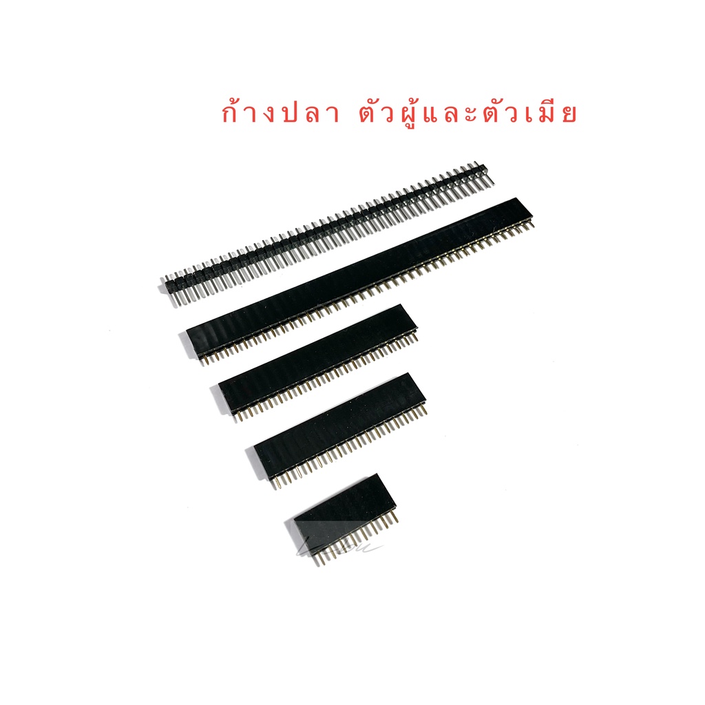 ก้างปลาตัวเมีย และ ก้างปลาตัวผู้ 40/20/16/8 PIN Pin header ก้างปลา 40 Pin 2.54 mm Single Row สีดำ