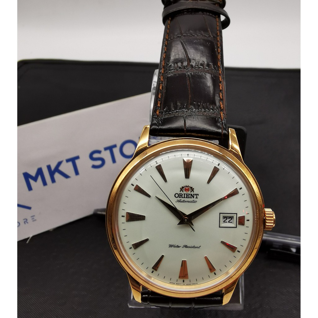 Orient Bambino นาฬิกาข้อมืออัตโนมัติ สายหนัง สีโรสโกลด์ FAC00002W0