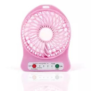 SALEup USB FAN 2in1 พัดลมพกพา ใช้แบตสำรอง/ชาร์จไฟได้ พร้อมไฟฉายในตัว (Pink)