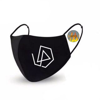 หน้ากากผ้าฝ้าย 3 ชั้น ลายโลโก้ LINKIN PARK สีดํา สําหรับผู้ชาย และผู้หญิง 3 ชั้น