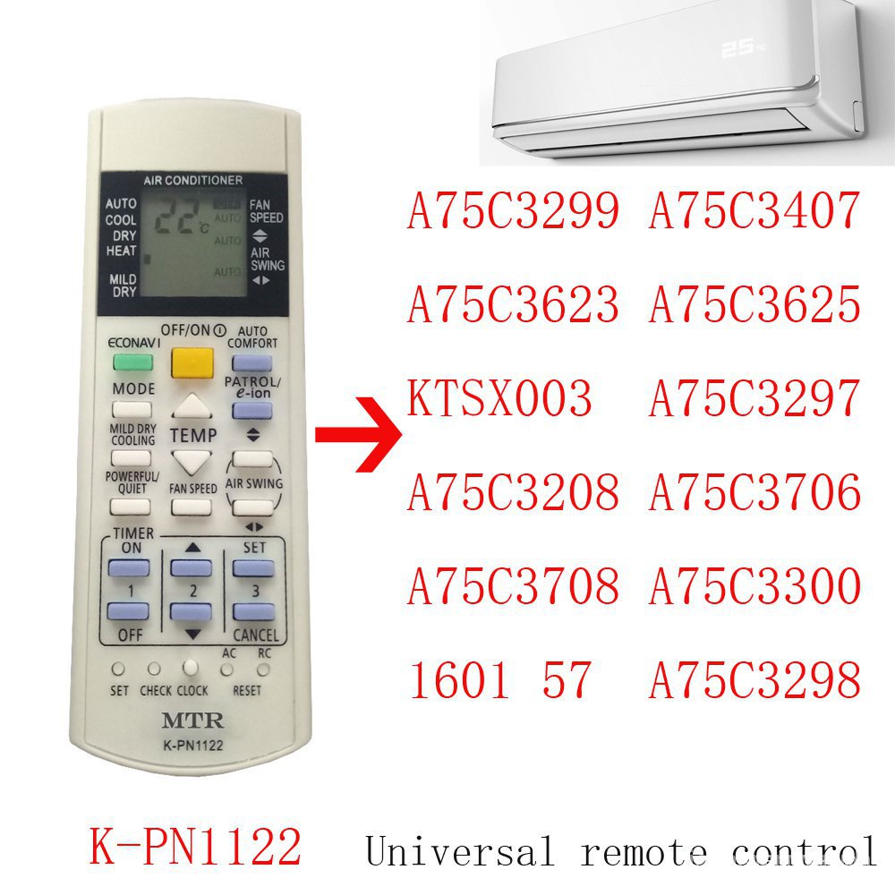 K-PN1122 Panasonic แยกประเภท Aircon รีโมทคอนโทรลที่รองรับ K-PN1122 รีโมทคอนโทรลสําหรับ ALL National PANASONIC AIR CONDITIONER Fernbedienung A75C3299 A75C3407 A75C36
