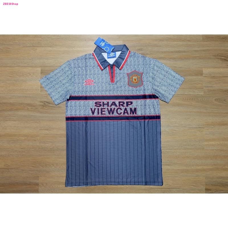 Manchester United Away 1996/1997 เสื้อบอลย้อนยุค เสื้อแมนยูย้อนยุค Sharp Viewcam gray Cantona