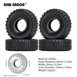 4pc 1.0 นิ้วยางนุ่ม 60 มม. Super Swamper โคลนยางล้อสำหรับรถ RC 1/24 Axial SCX24 90081 AXI00002 Deadbolt Micr