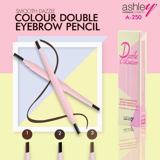 ดินสอเขียนคิ้ว แท่งหมุน แอชลีย์ ASHLEY DAZZLE COLOUR DOUBLE EYEBROW PENCIL A-250