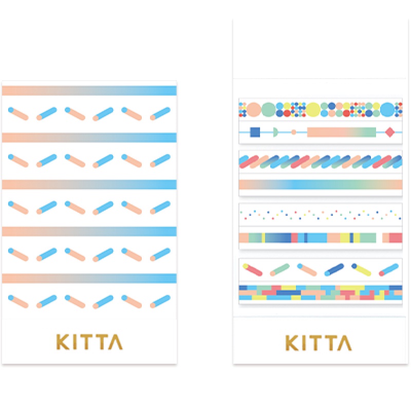 KITTA Slim Color bar (KITS008) / Washi tape แบบแผ่นพร้อมใช้งาน รุ่น Slim ลายแถบสี รูปทรงเลขาคณิต แบร