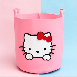 Hello Kitty ตะกร้าซักผ้า ตะกร้าซักผ้า สกปรก ติดผนัง พับได้ ตะกร้าเสื้อผ้า ขัดขวาง