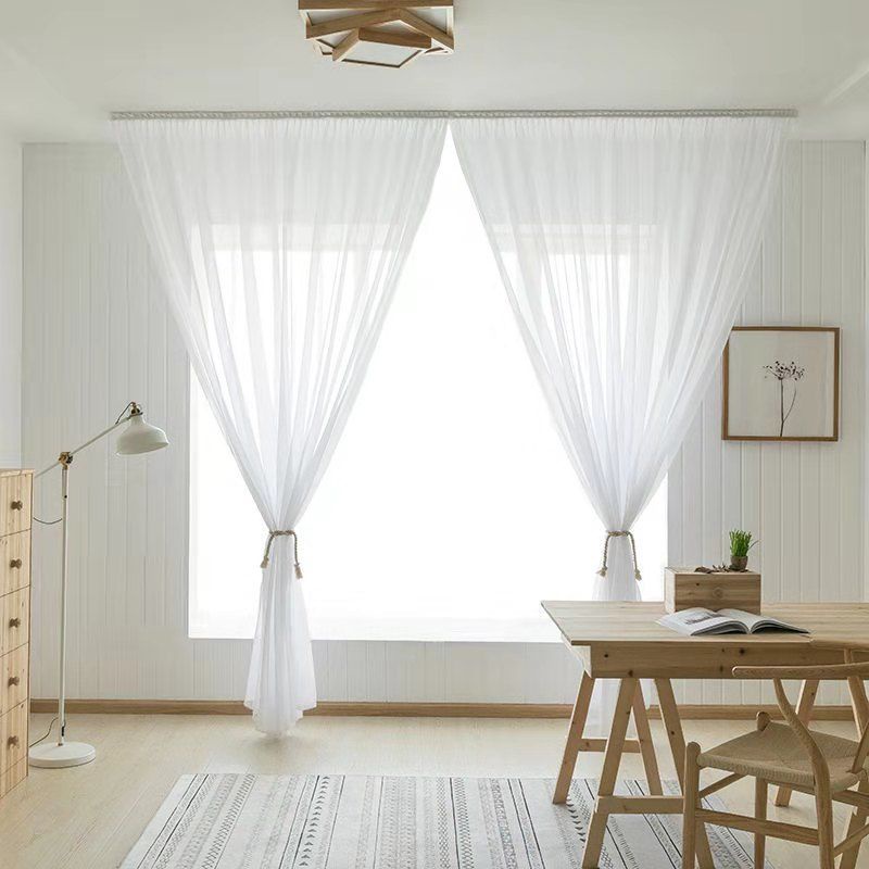 ผ้าม่านสีขาว สอดลวด ม่านโปร่งแสง ผ้าม่านหน้าต่าง - รูปที่ 5