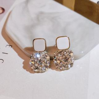 (cicitop) s925 ต่างหูเงินเข็ม rhinestone