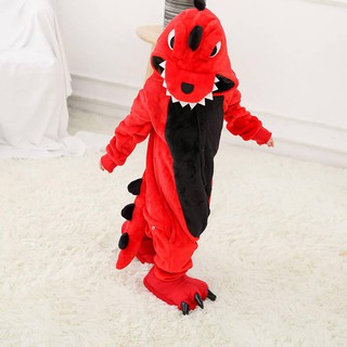 7C51 ชุดเด็ก ชุดมาสคอต ชุดนอน ชุดแฟนซี มังกร ก๊อตจิ ไดโนเสาร์ สีแดง Mascot Red Dinosaur Dragon Costumes