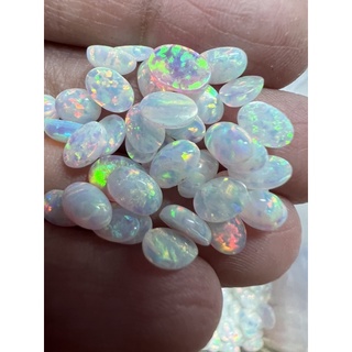 White Opal Oval 6x4mm 2 pieces Made in Japan