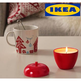 IKEA VINTERFEST เทียนหอมในถ้วยโลหะแอปเปิ้ล 9 ซม. นาน 45 ชม.