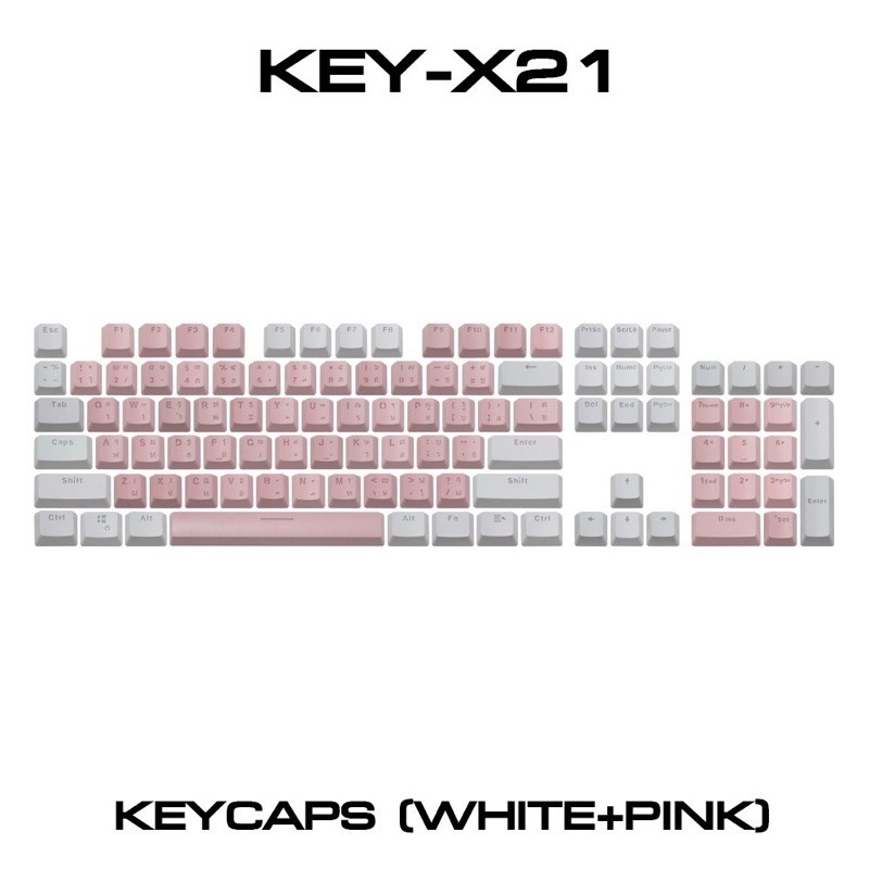 Keycap TH/EN คีย์แคปภาษาไทย ไฟลอด ABS Double Shot 104keys สำหรับ Mechanical Keyboard