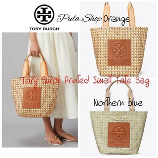 พร้อมส่ง♨️ Tory Burch Printed Small Tote Bagกระเป๋าถือ ลายปริ้นท์ brown logo patch embossed