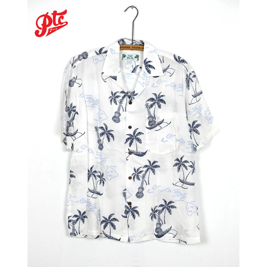 เสื้อฮาวาย Two Palms Islands White