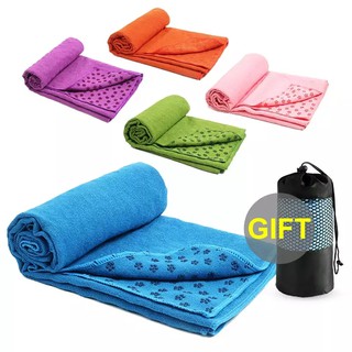 Yoga Towel ผ้าโยคะ ผ้ารองเล่นโยคะ ผ้าปูนอนชายหาด  แถมถุงฟรี ผ้าโยคะ ผ้าขนหนูโยคะผ้ารองเล่นโยคะ Yoga Towel แถมถุงฟรี1ถุง