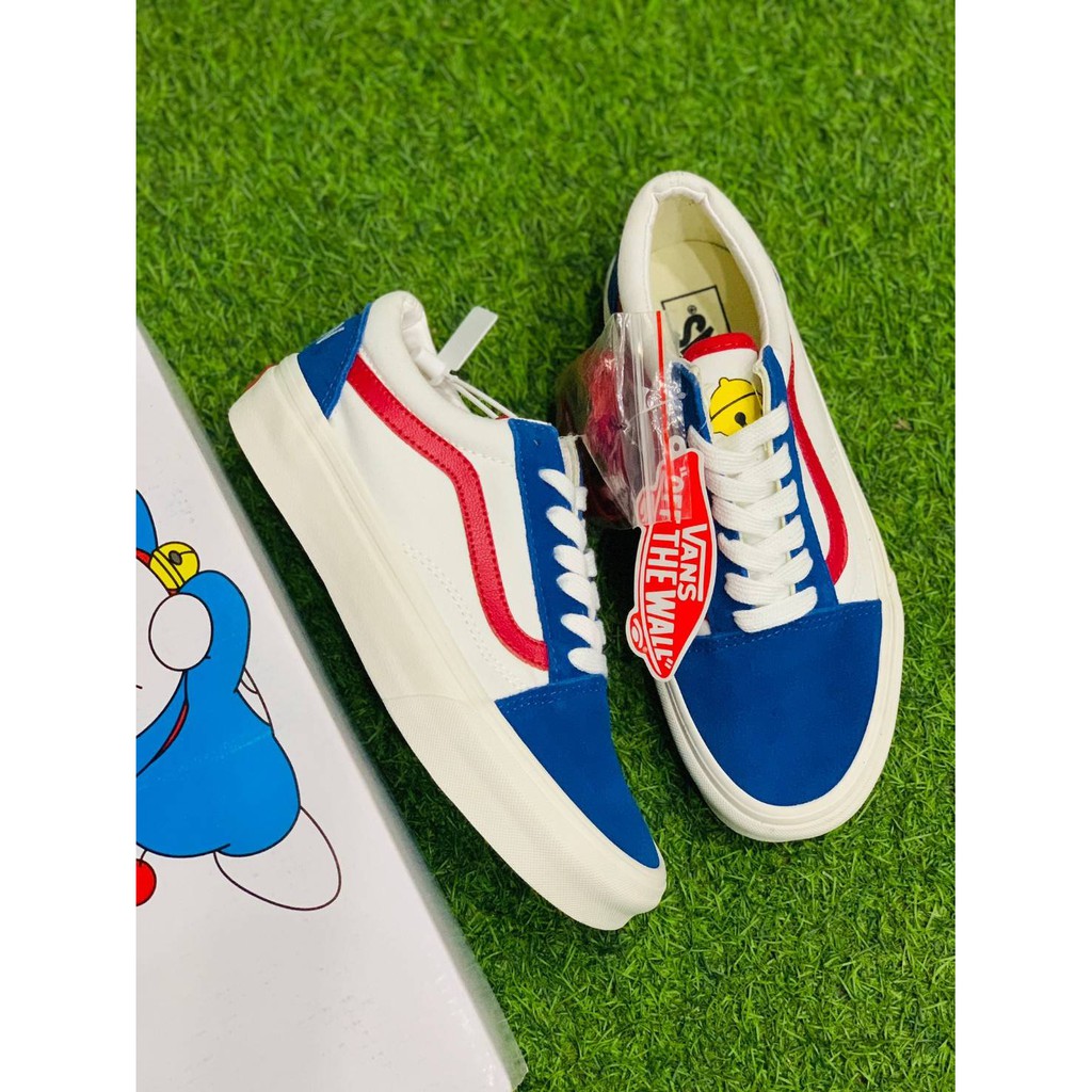Doraemon x VANS OG Old Skool LX White Blue Red จัดส่งฟรี-เก็บเงิน