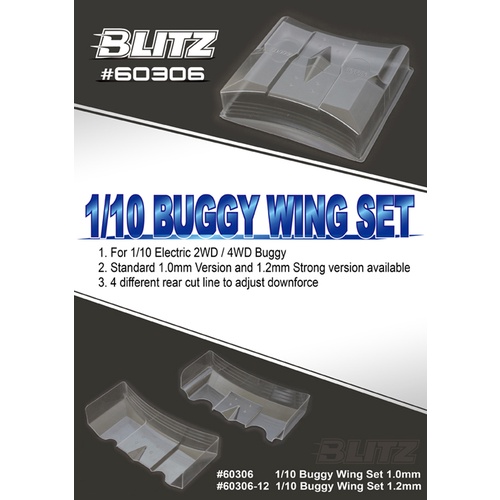 Blitz Wing สำหรับรถบั้กกี้ขนาด1/10 2wd/4wd แบบใส หนา1.0มิล(2ชิ้น)