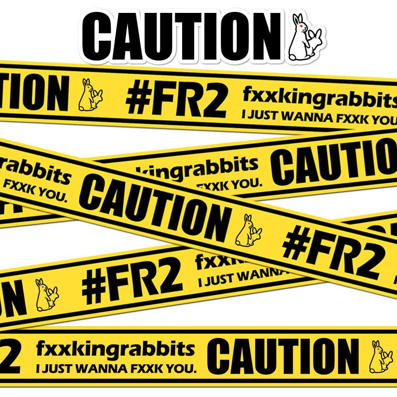 Fxxking Rabbits Fr2 Yellow Barricade Caution Tape Suitcase Stickers Shopee Thailand
