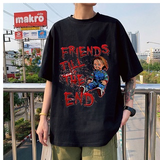 เสื้อยืดfashionเสื้อยืดลําลอง ผ้าฝ้าย แขนสั้น พิมพ์ลาย Friends Till The End Harajuku ทรงหลวม ขนาดใหญ่ สําหรับผู้ชาย UI32