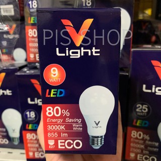 หลอดเกลียว สีวอมไวท์  LED 9W V-LIGHT