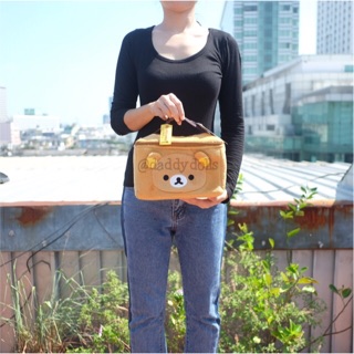 กระเป๋าเครื่องสำอางค์ Rilakkuma คุมะ สีน้ำตาลอ่อน 6x9นิ้ว