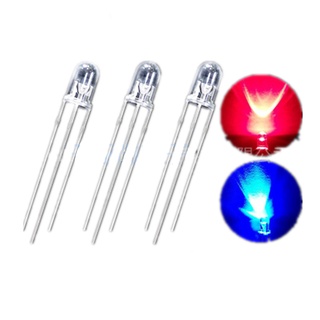 หลอดไฟ LED แคโทด 3Pin 5 มม. สีแดง สีฟ้า สีแดง สีเขียว 10 ชิ้น