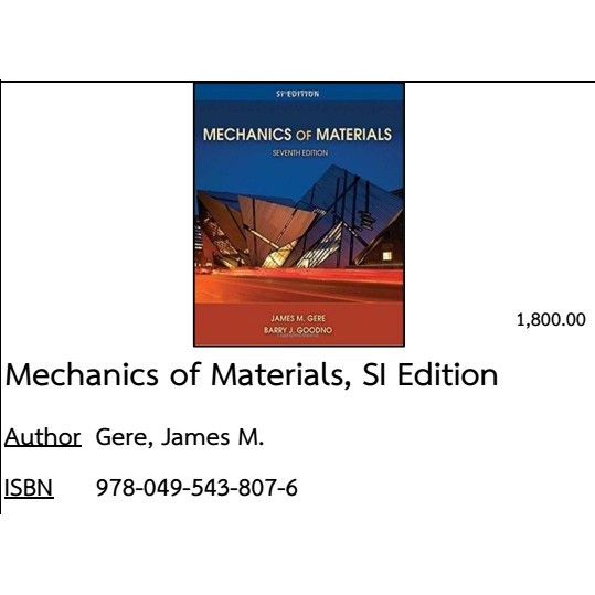 /Mechanics Of Materials SI ED | Shopee Thailand