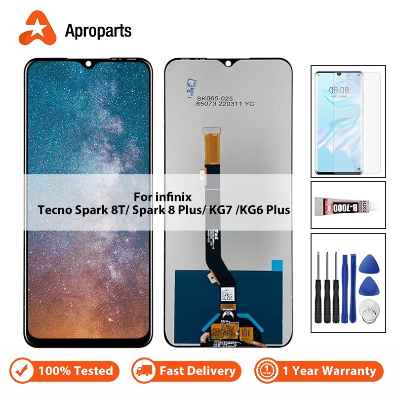 อะไหล่หน้าจอสัมผัส LCD แบบเปลี่ยน สําหรับ Tecno Spark 8T 8P KG6p KG7H KG7