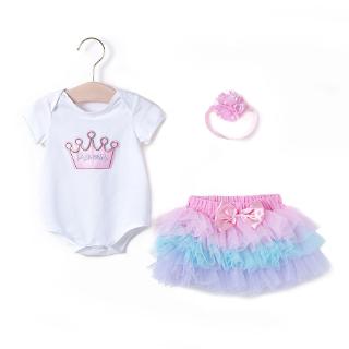 ชุด Romper + กระโปรง Tutu + ที่คาดผมสำหรับเด็กทารก