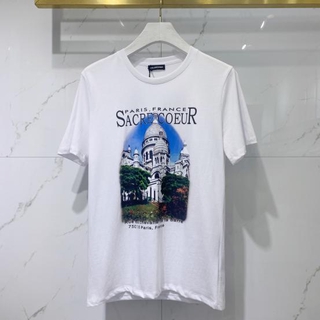 เสื้อยืดผ้าฝ้ายพิมพ์ลายขายดี prettyNEW5112 เสื้อยืดพิมพ์ลาย Sacre Coeur And Notre - Dame Cathedral S - 3 Xl HWc1