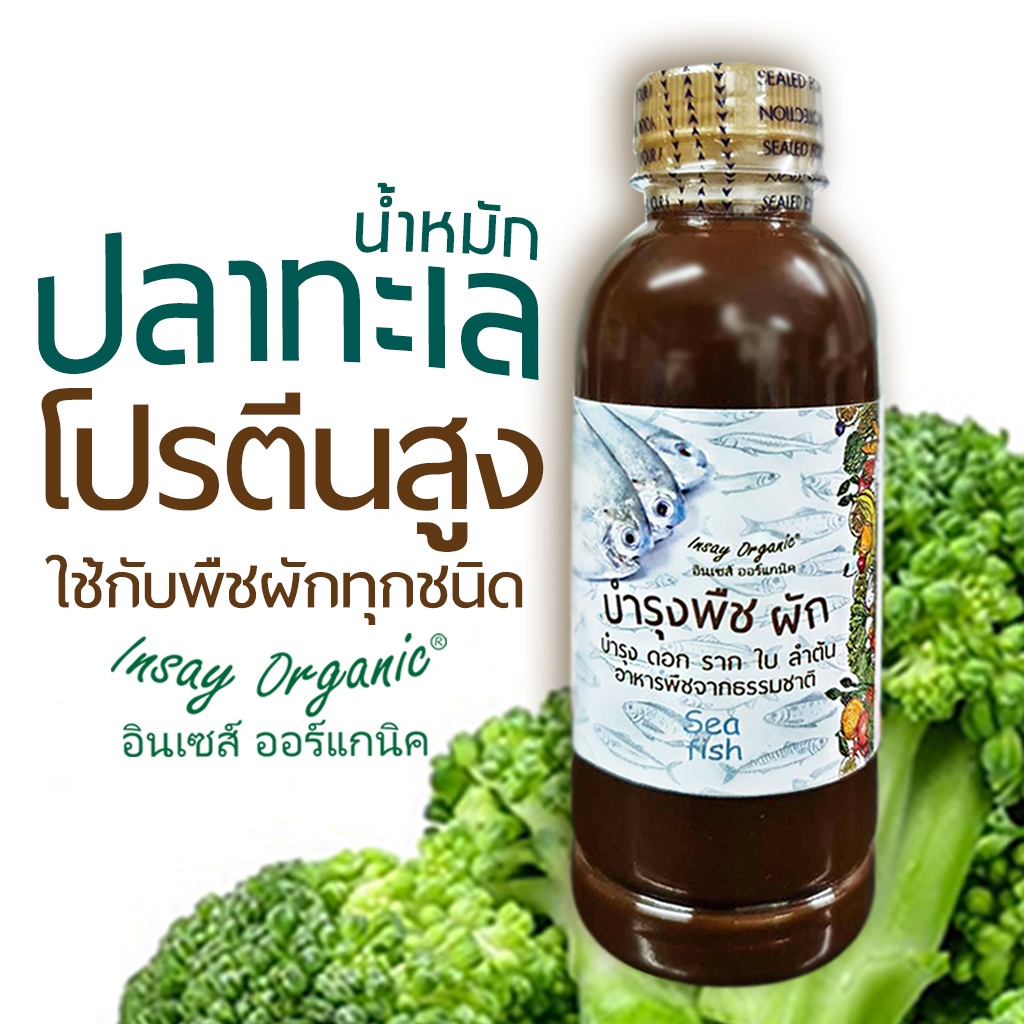 INSAY ORGANIC ปุ๋ยน้ำปลาทะเล กระตุ้นดอก ช่วยการเจริญเติบโต ใช้กับพืช 250 มล.