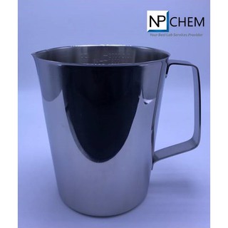 กระบอกตวง บีกเกอร์สแตนเลส มีหูจับ (Beaker stainless with handle), สเกลด้านใน, ขนาด 2000 ml, ยี่ห้อ MAGNATE