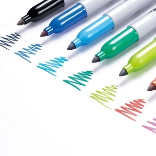 Sharpie (ชาร์ปี้) Marker Fine แพ็ค 12 ด้าม Fun Colour Permanent Marker ปากกากันน้ำ มาร์คเกอร์เขียนแผ่นพลาสติก