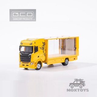 โมเดลรถบรรทุก GCD Scania S730 ขนาด 1:64 พร้อมโมเดลนกอินทรีย์ สีเหลืองโปร่งใส