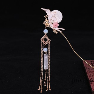 New Women Dress Accessories Fairy Bird Moon Pattern Hairpin Handmade Exquisite Archaistic Long Chain