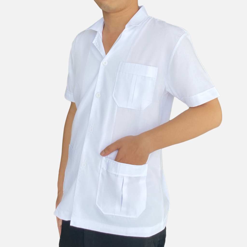 Chulabook|n|เสื้อกาวน์ตัวสั้น แขนสั้น เวสป้อยค้อม ไซส์ S