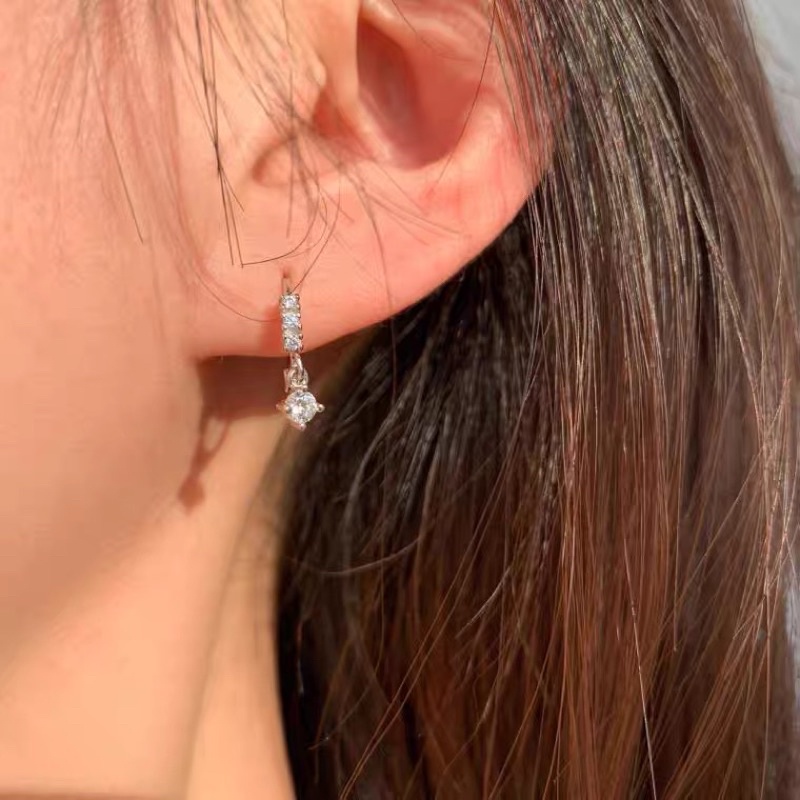 [ได้รับการรับรองเงินแท้] Suwann.na [ราคาต่อคู่] ต่างหูห่วง ต่างหูเงินแท้ ห่วงเพช