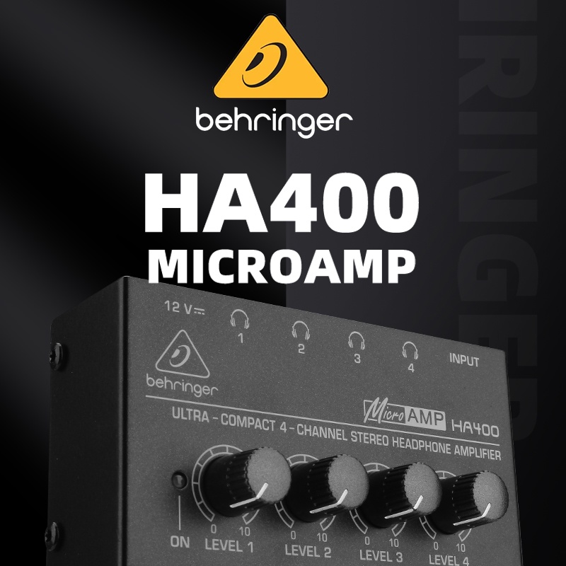 Behringer HA400 Headphone Amp 4 ช่องขยายเสียงสเตอริโอพร้อมอะแดปเตอร์ Mini Amplifier 4 Channels Stere