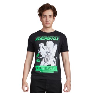 เสื้อยืดผู้ชายและผู้หญิงDAVIE JONES เสื้อยืดพิมพ์ลาย สีดำ Graphic Print T-Shirt in black TB0102BK